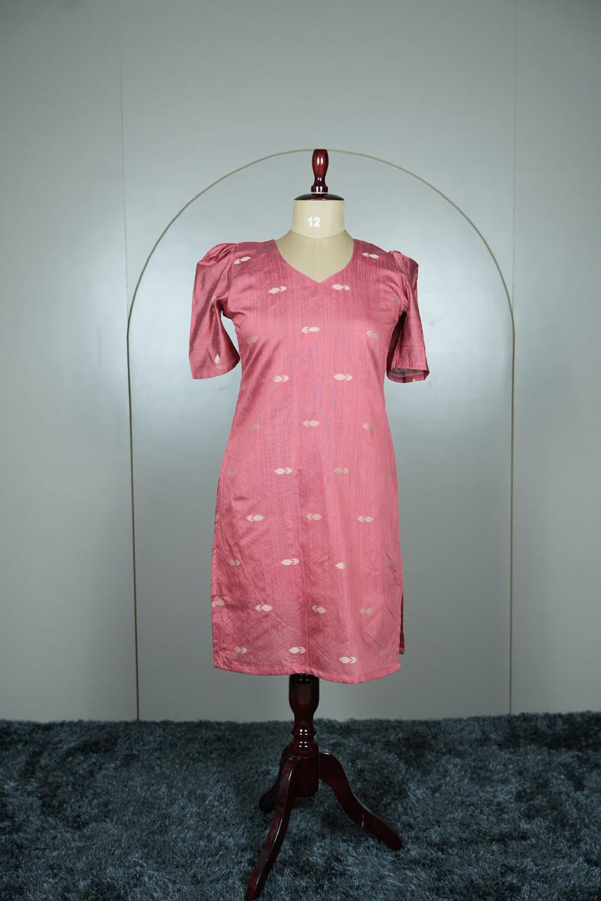 Elegant Dusty Rose Raw Silk Kurti