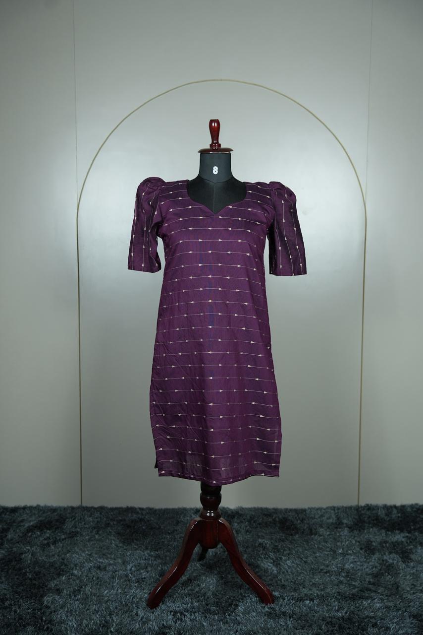 Elegant Deep Plum Raw Silk Kurti