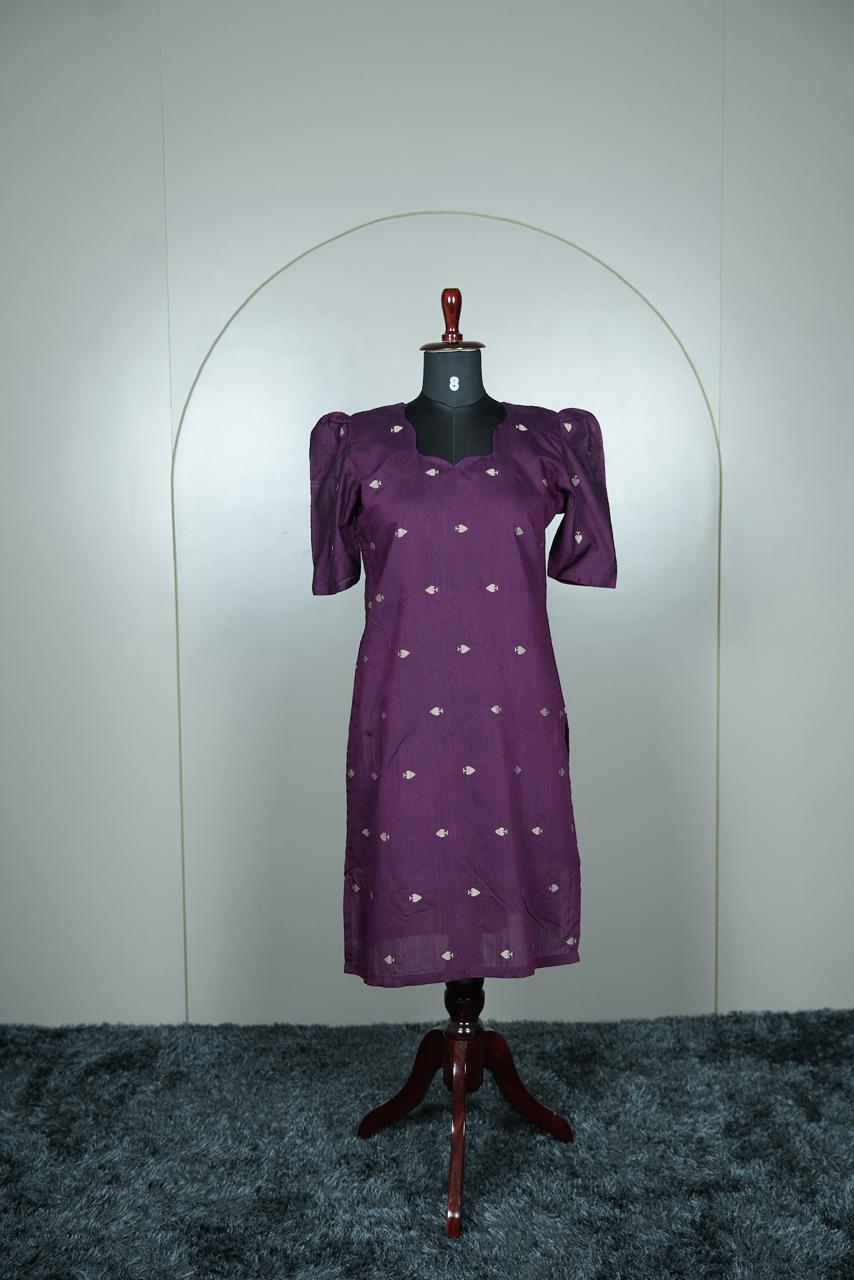 Elegant Plum Raw Silk Kurti