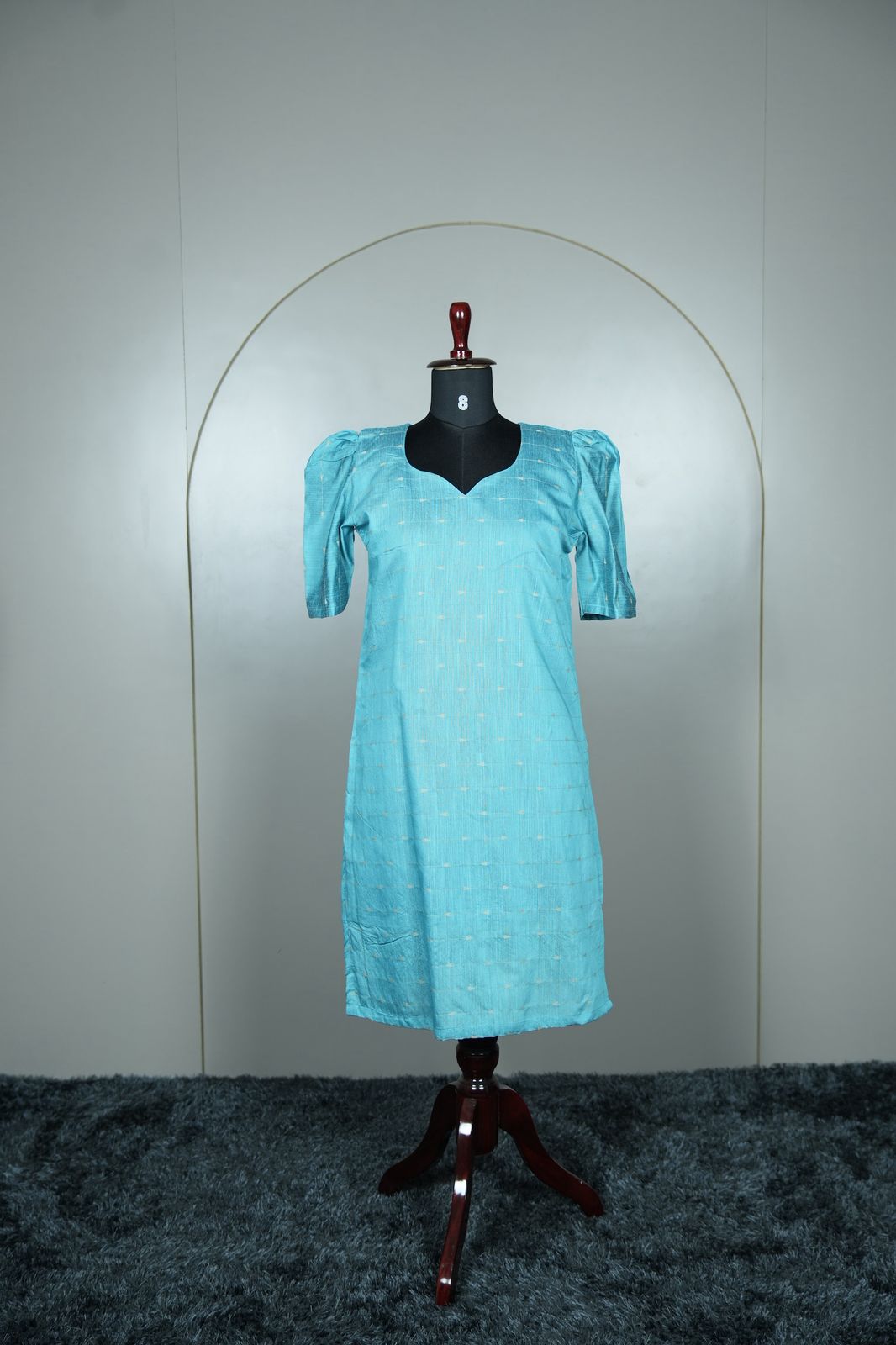 Elegant Sea Blue Raw Silk Kurti