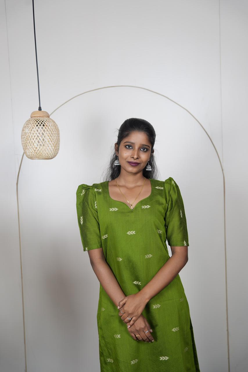 Olive Green Premium Raw Silk Kurti