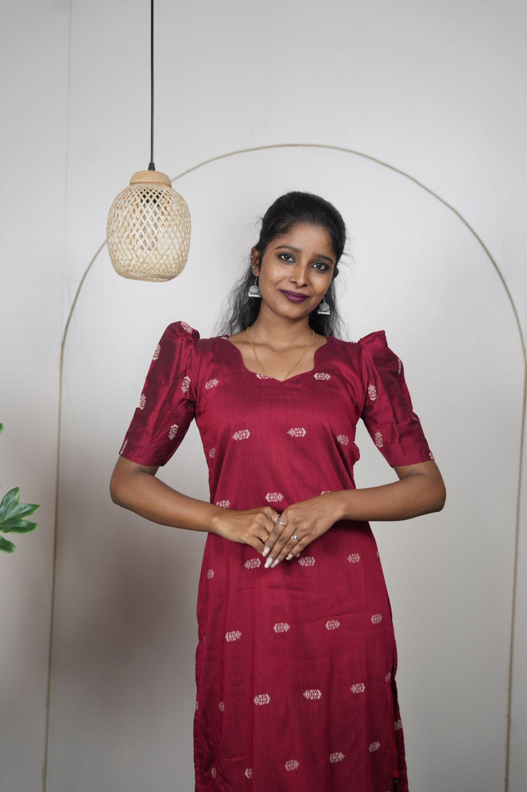 Deep Maroon Premium Raw Silk Kurti