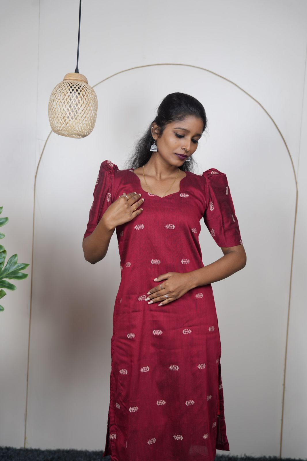 Deep Maroon Premium Raw Silk Kurti