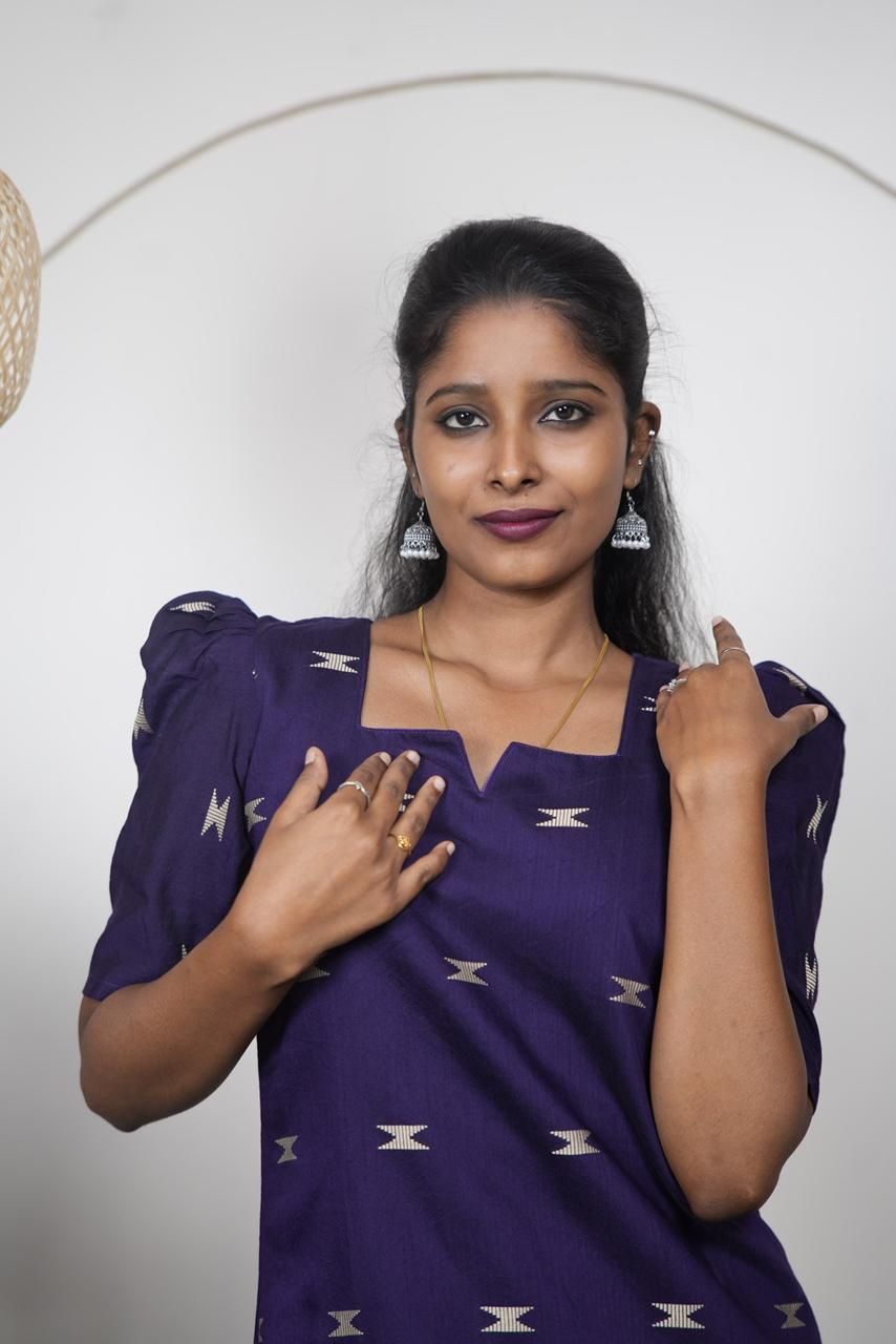 Royal Violet Premium Raw Silk Kurti