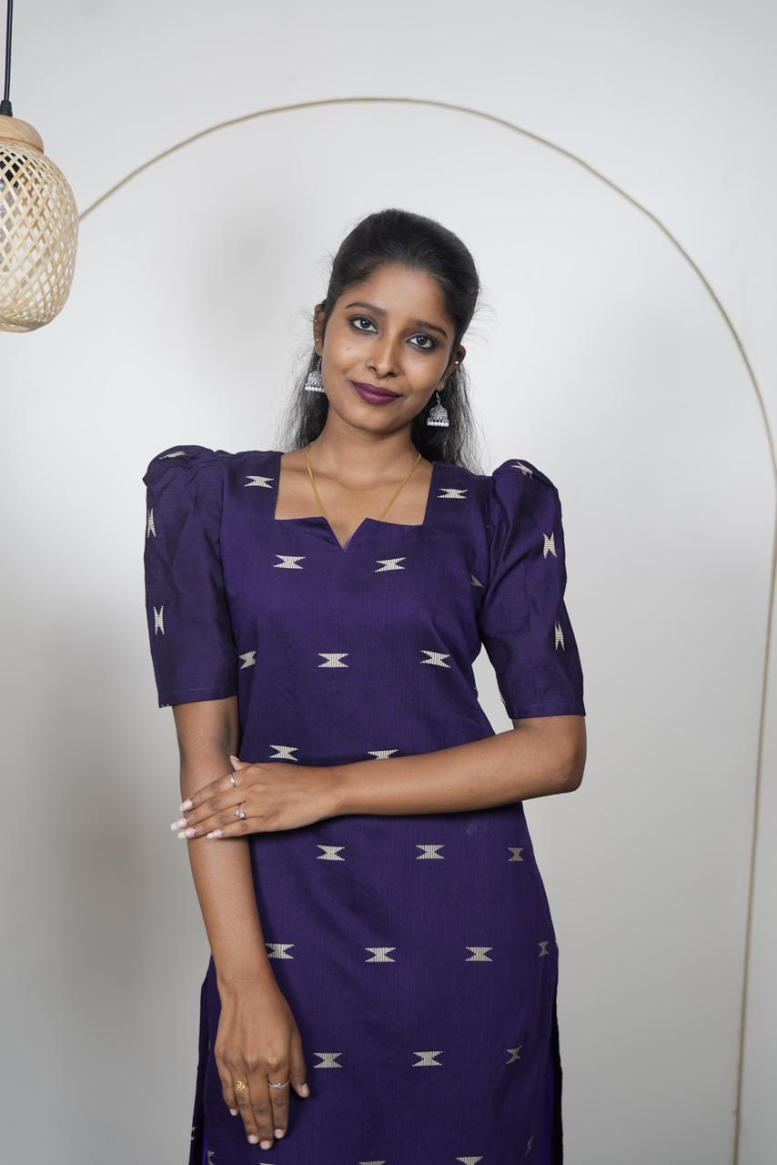 Royal Violet Premium Raw Silk Kurti