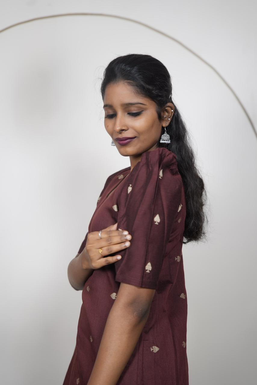 Coffee Brown Premium Raw Silk Kurti