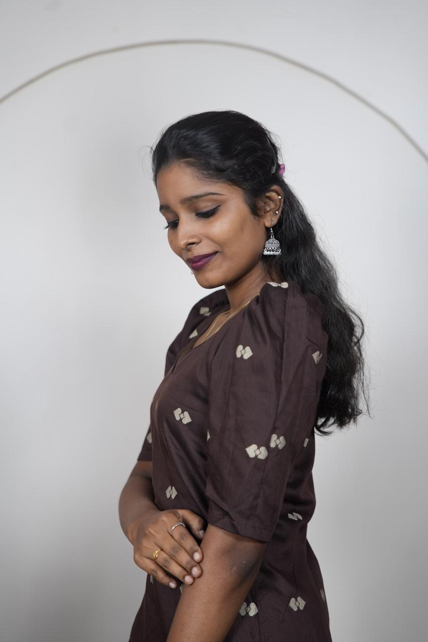 Dark Coffee Premium Brown Raw Silk Kurti