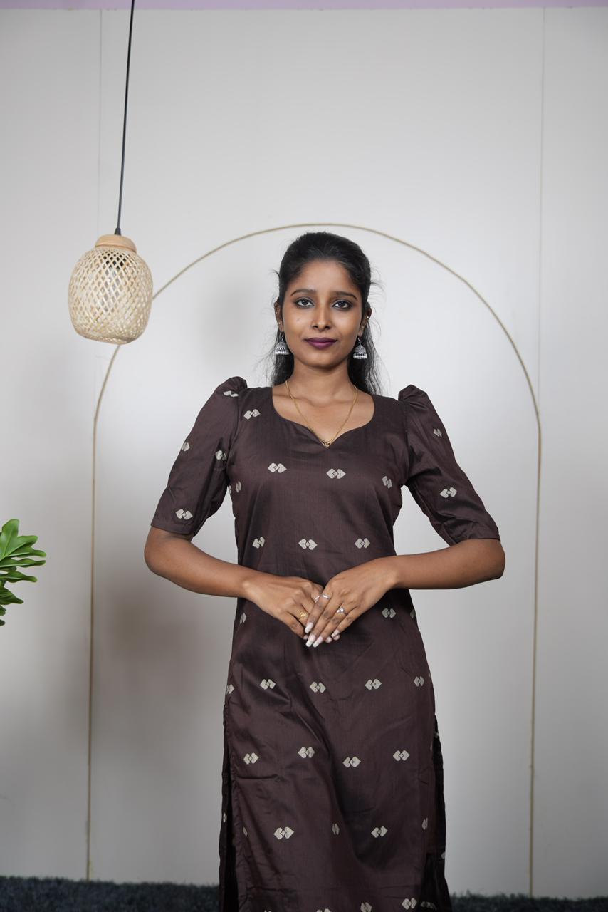 Dark Coffee Premium Brown Raw Silk Kurti