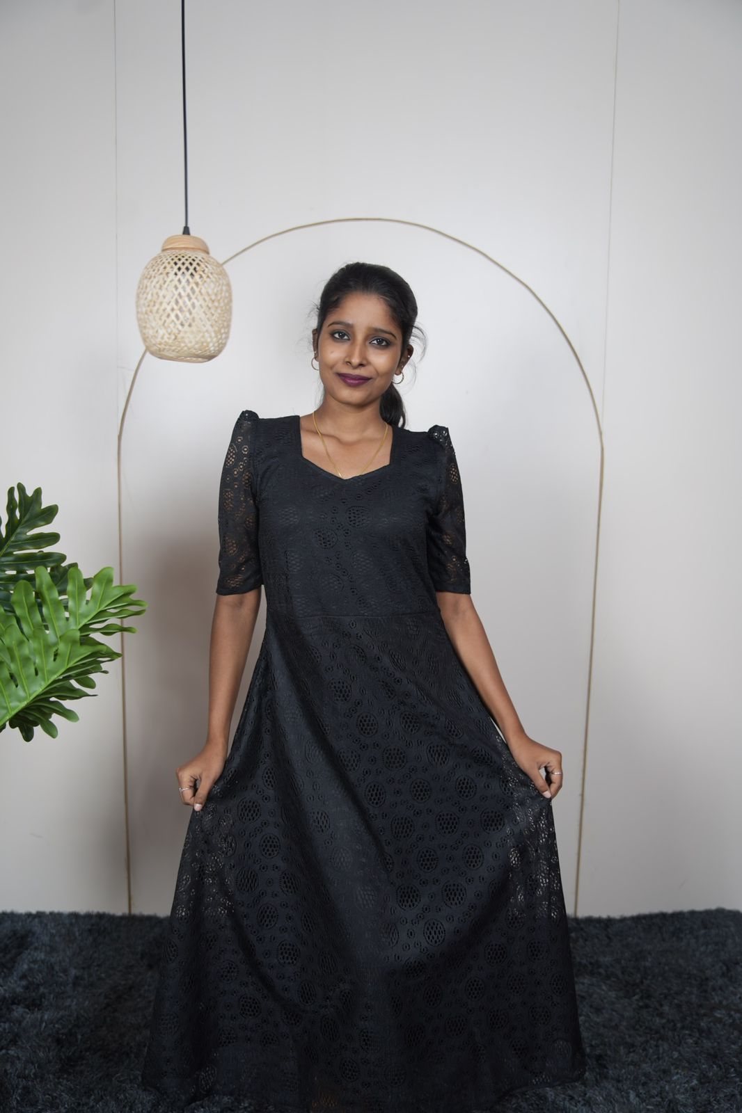 Black Premium Lace Maxi Dress