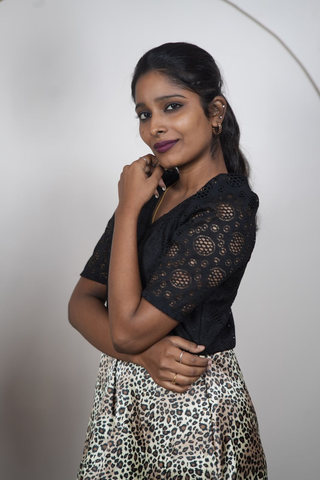 Black Lace & Animal Print Premium Maxi Dress