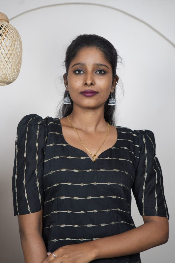 Elegant Black Raw Silk Kurti