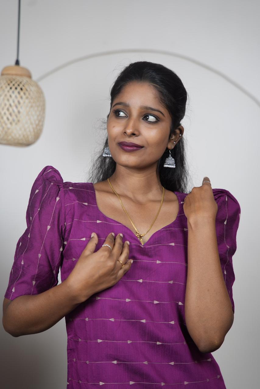 Elegant Deep Plum Raw Silk Kurti