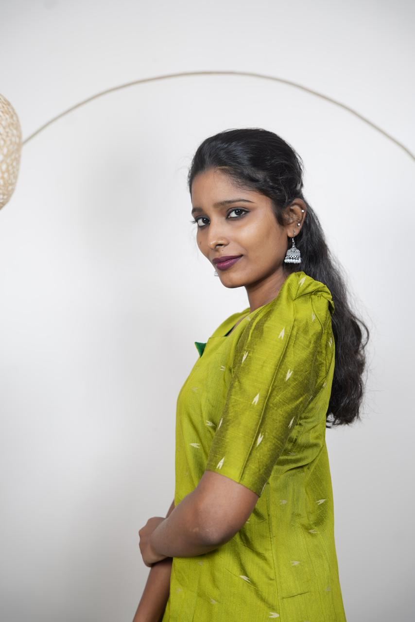 Elegant Lime Green Raw Silk Kurti