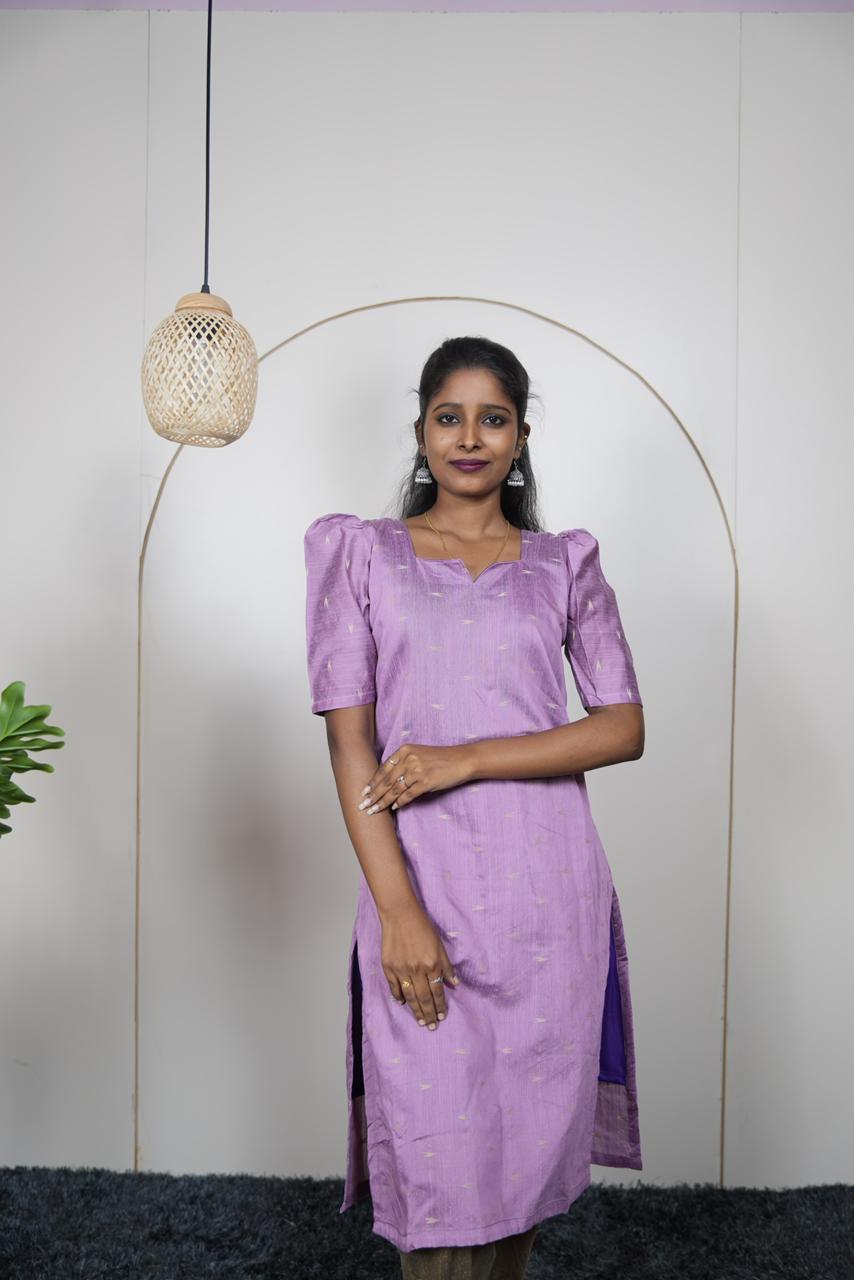 Elegant Lavender Raw Silk Kurti