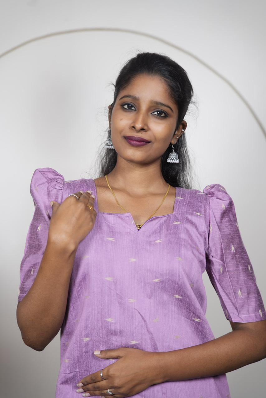 Elegant Lavender Raw Silk Kurti