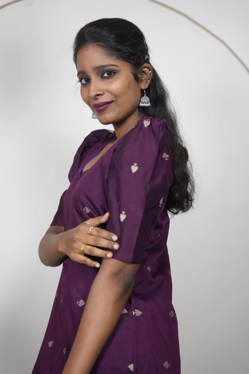 Elegant Plum Raw Silk Kurti