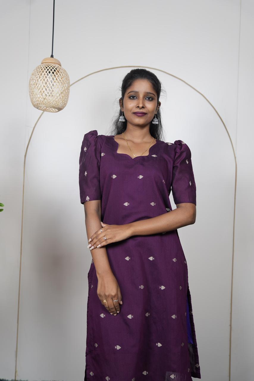 Elegant Plum Raw Silk Kurti