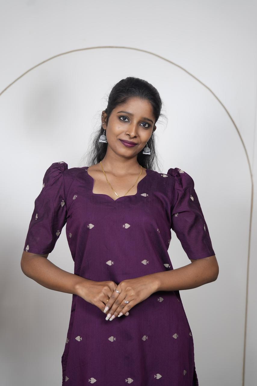 Elegant Plum Raw Silk Kurti