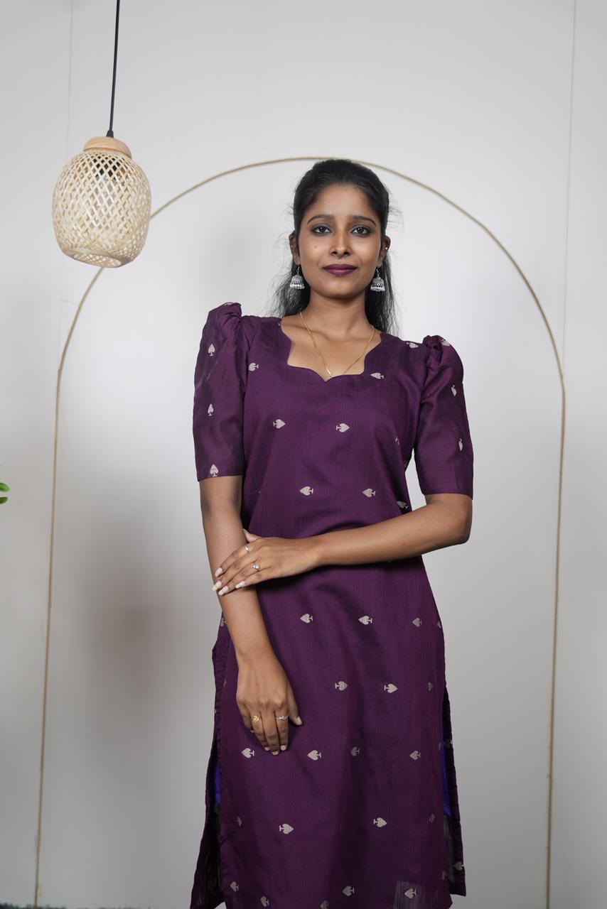 Elegant Plum Raw Silk Kurti