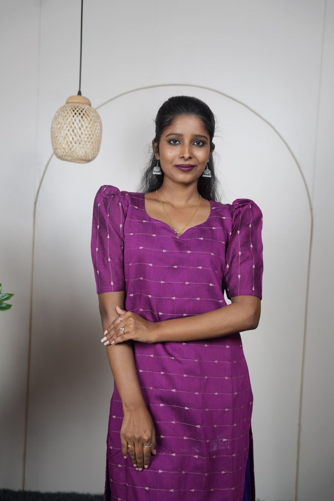 Elegant Purple Raw Silk Kurti