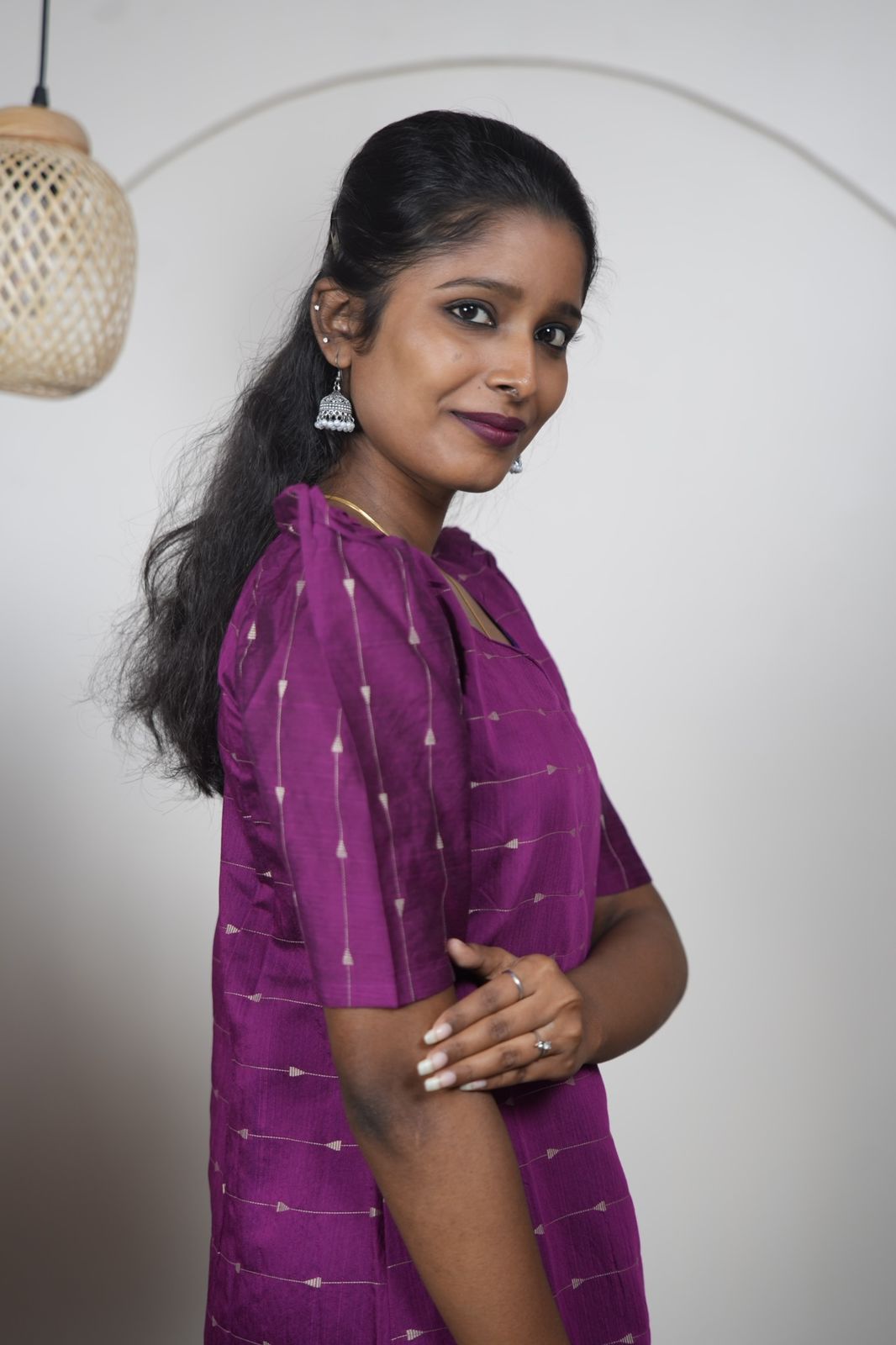 Elegant Purple Raw Silk Kurti