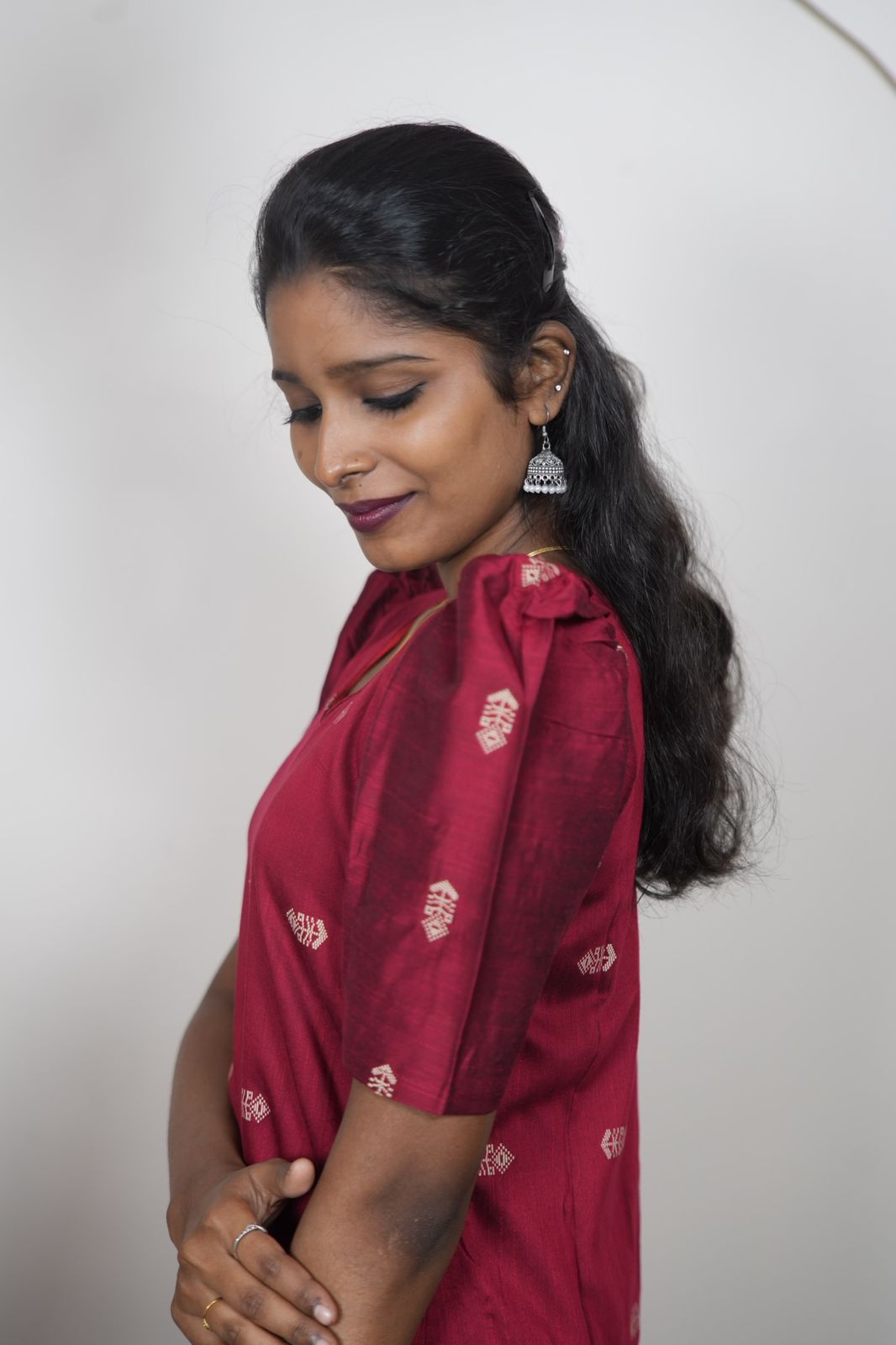 Deep Maroon Premium Raw Silk Kurti