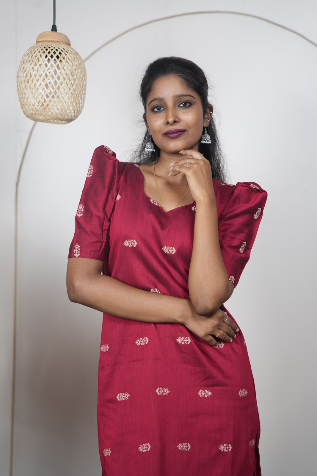 Deep Maroon Premium Raw Silk Kurti