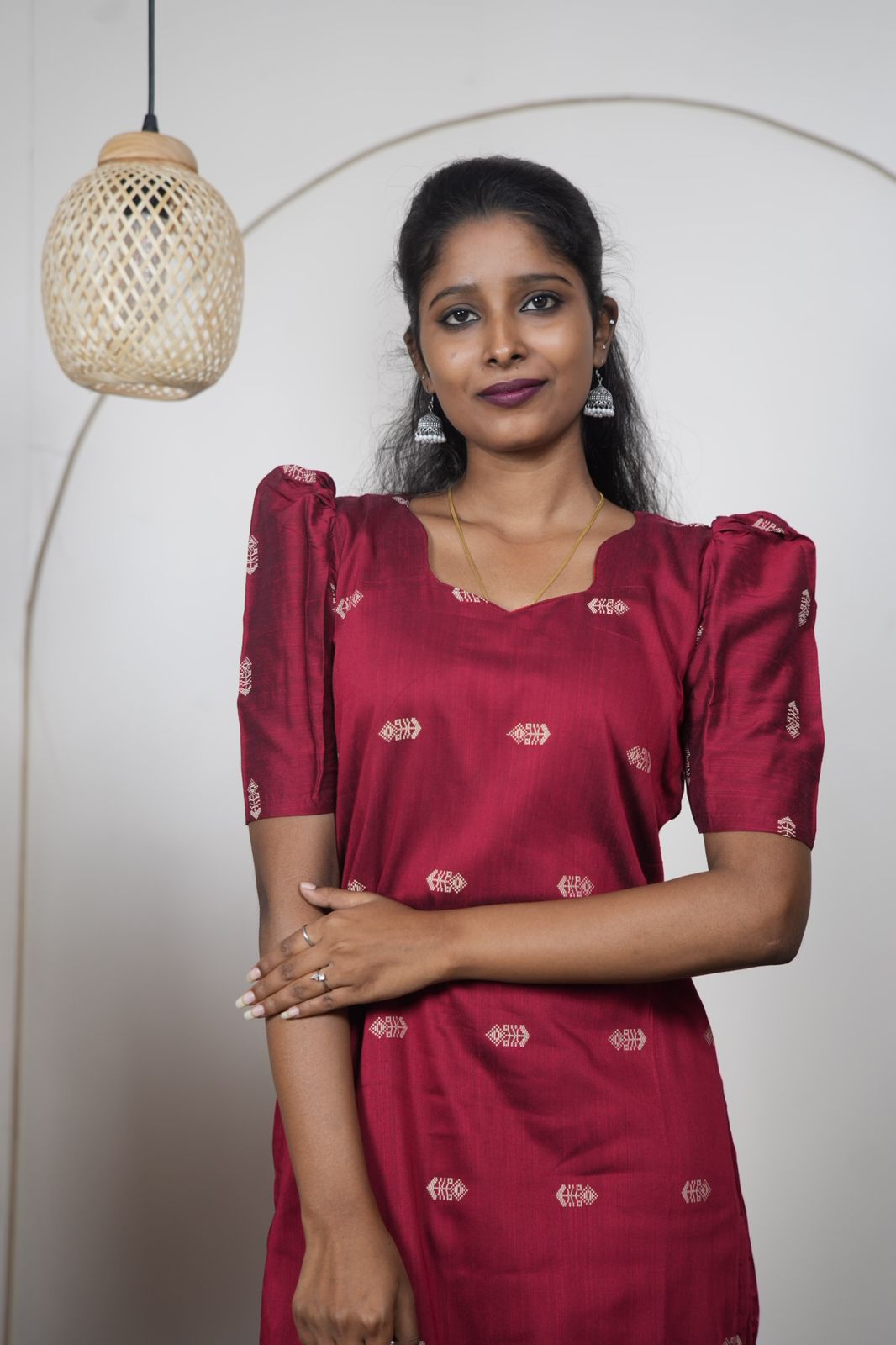 Deep Maroon Premium Raw Silk Kurti